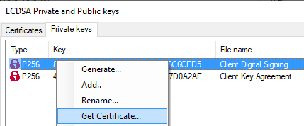Get certificate